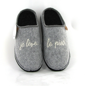 CHAUSSE MOUTON CALOU MESSAGE JE LEVE LE PIED Gris