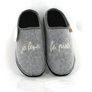 CHAUSSE MOUTON CALOU MESSAGE JE LEVE LE PIED<br>Gris