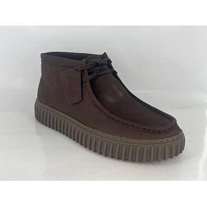 CLARKS TORHILL HI DARK BROWN LEATHER <br> Marron