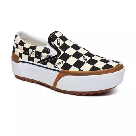 checkered white slip on vans