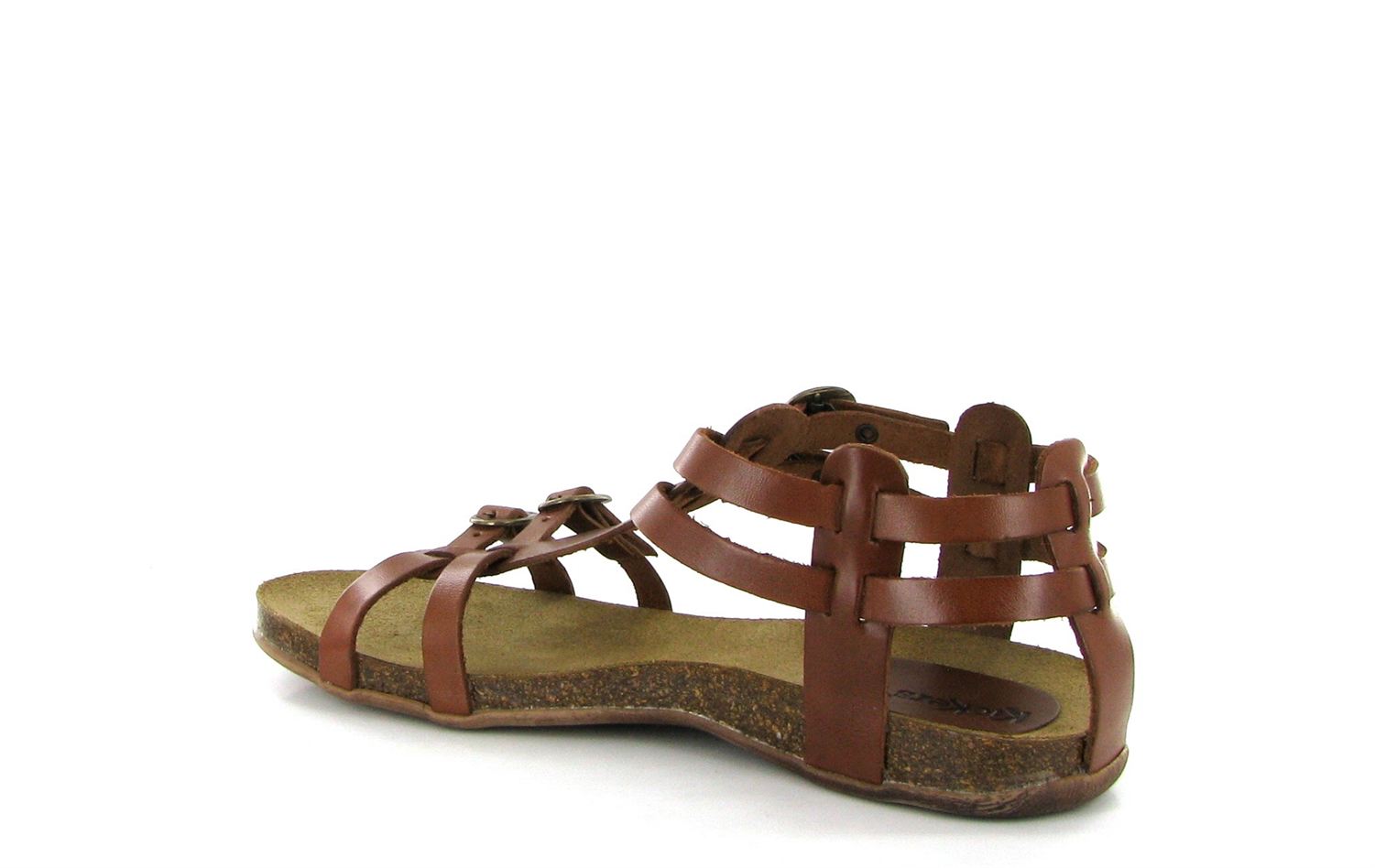 Sandales Kickers à Lanières Cuir Marron Et Rose - Taille 36, Semelle Caoutchouc - Occasion Bon État